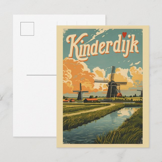 Postal Kinderdijk Holanda Países Bajos Molinos de Viento  (Anverso / Reverso)