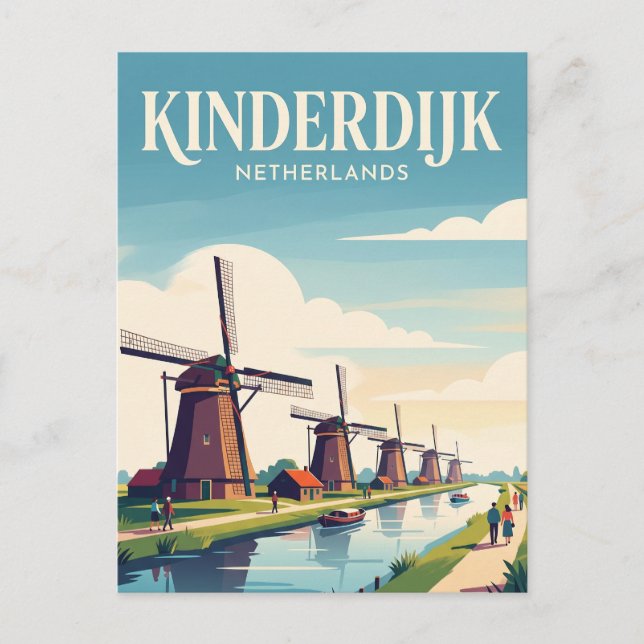 Postal Kinderdijk Países Bajos (Anverso)