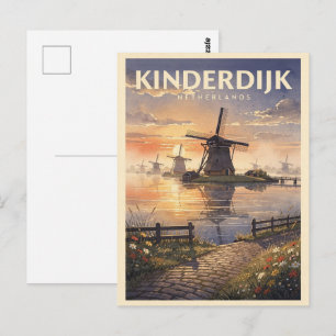 Postal Kinderdijk Países Bajos Viajes Antiguos