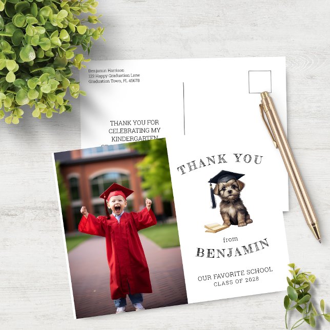 Postal Kindergarten Scruffy Puppy Gracias Cartas (Subido por el creador)
