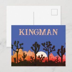 Postal Kingman Arizona Cactus Claro de Luna Atardecer del
