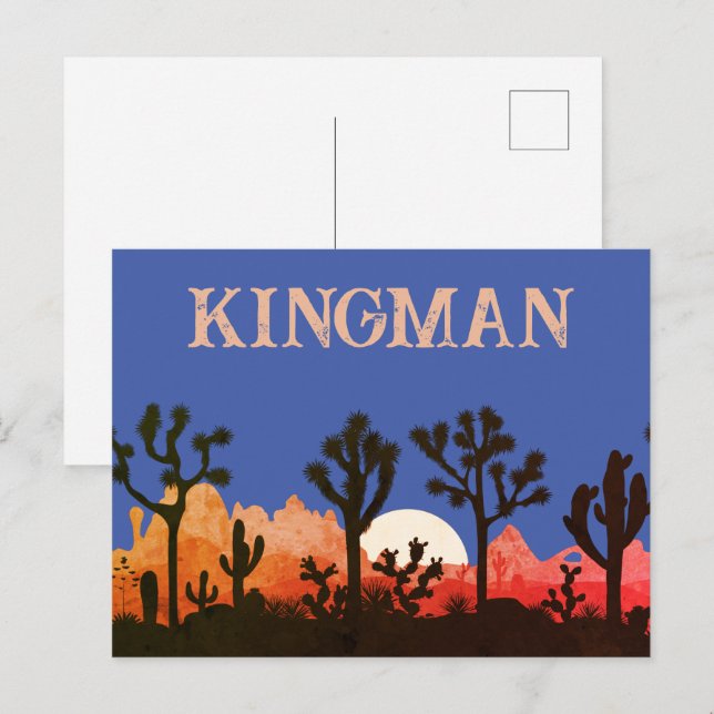 Postal Kingman Arizona Cactus Moonrise Southwest Sunset (Anverso / Reverso)