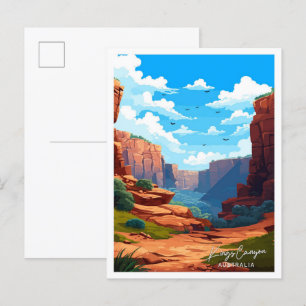 Postal Kings Canyon Australia Viaje ilustracion Vintage