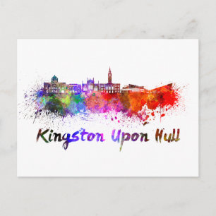 Postal Kingston Upon Hull skyline in watercolor