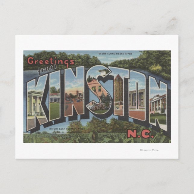 Postal Kinston, Carolina del Norte - Escenas de letras gr (Anverso)