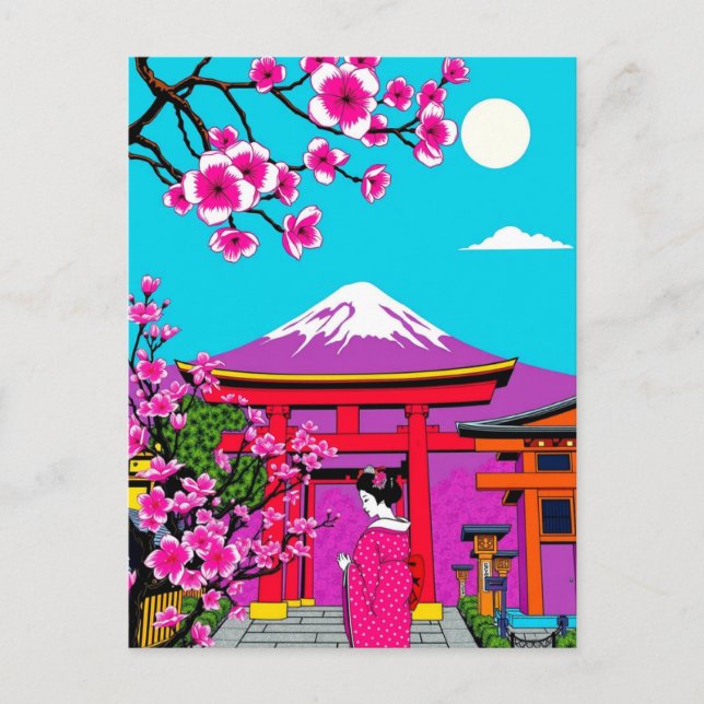 Postal Kioto, Japón brillante viaje artístico por Geisha (Anverso)