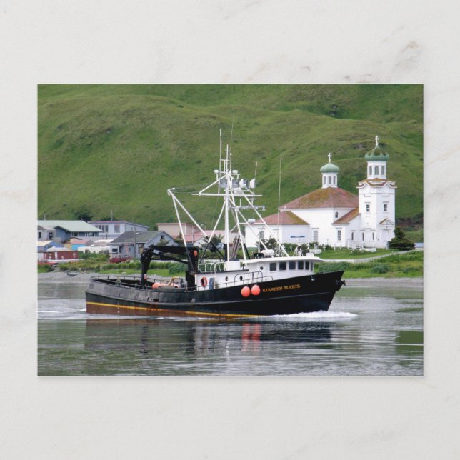 Postal Kirsten Marie pasando por la ciudad de Unalaska, A (Anverso)
