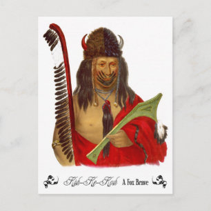 Postal Kish-Ke-Kosh, un valiente zorro con toga de búfalo