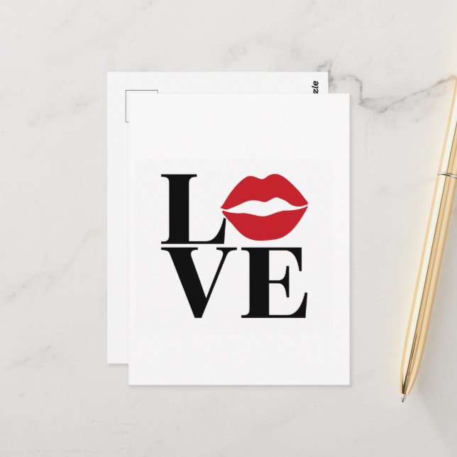 Postal Kiss of Love: Red Lips Edition Post Card (Anverso/Reverso In Situ)