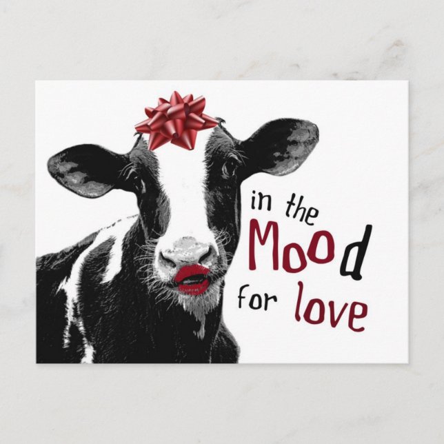 Postal Kissy Lips Cow en el MOOd por el amor (Anverso)
