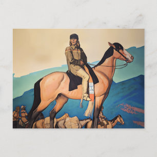 Postal Kit Carson con hombres de montaña por Maynard Dixo