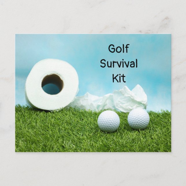 Postal Kit de supervivencia de golf bola papel higiénico (Anverso)