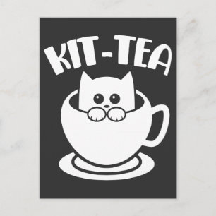 Postal Kit-Tea Mascota Funny Cat Tea Animal Pun