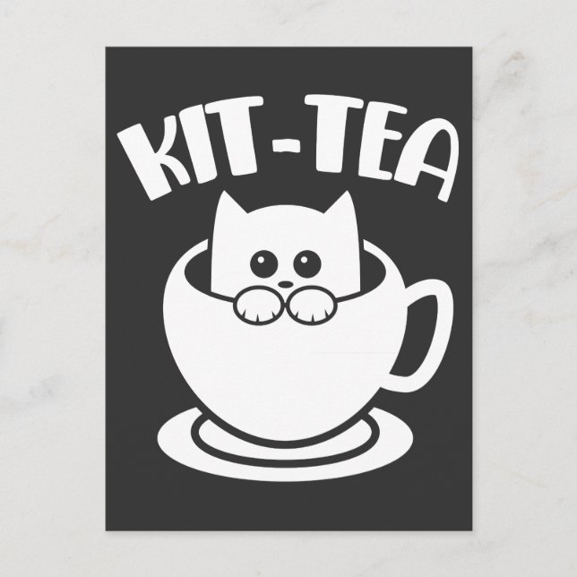 Postal Kit-Tea Mascota Funny Cat Tea Animal Pun (Anverso)