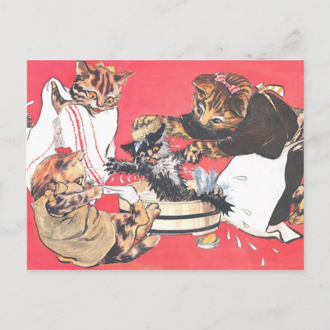 Postal Kitazawa Rakuten nekono gyouzui 1914 (Anverso)