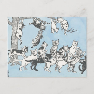 Postal Kitazawa Rakuten nekonokunino youchien 1915