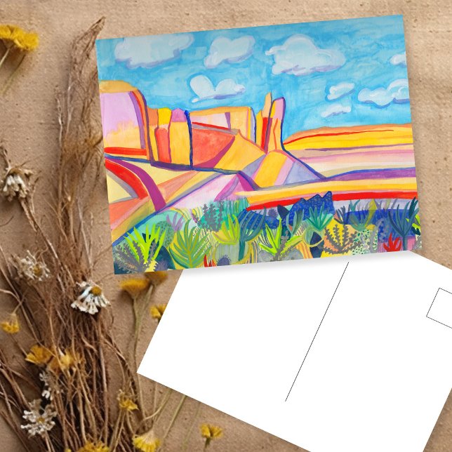 Postal Kitchen Mesa Nuevo México Acuarela pintada a mano (Kitchen Mesa Hand-painted Wacky Watercolor Art Postcard
)