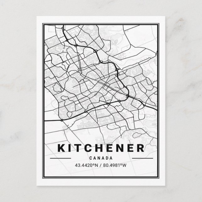 Postal Kitchener Ontario Canada Travel City Map Poster (Anverso)