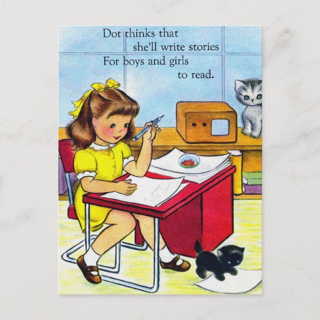 Postal Kitsch Dot, retro de cosecha, cree que escribirá (Anverso)