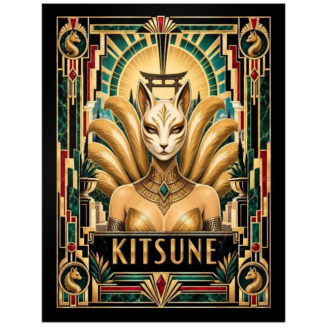 Postal Kitsune, Art Deco Mitológico (Subido por el creador)