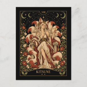 Postal Kitsune, arte del Tarot Starlit