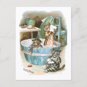 Postal Kitten Bath de Louis Wain