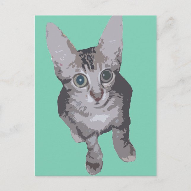 Postal Kitten Big Eyes Pop Art (Anverso)