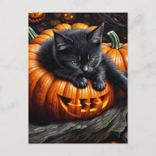 Postal Kitten negro de Halloween