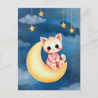 Postal Kitten Sitting on the Moon