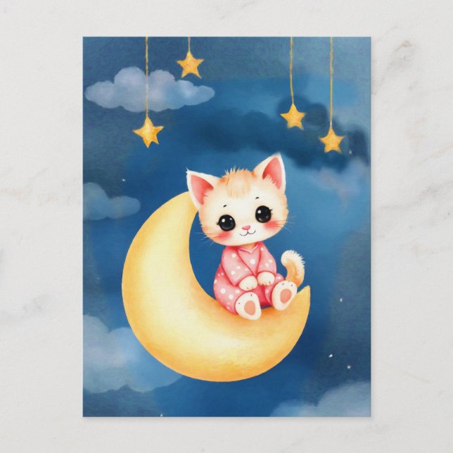 Postal Kitten Sitting on the Moon (Anverso)