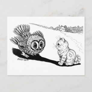 Postal Kitten y Owl, Louis Wain