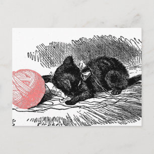 Postal Kitten y Yarn Rosa