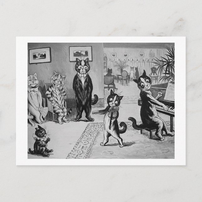 Postal Kittens Violinist, Louis Wain (Anverso)