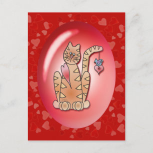 Postal KITTY, BIRD & HEARTS de SHARON SHARPE