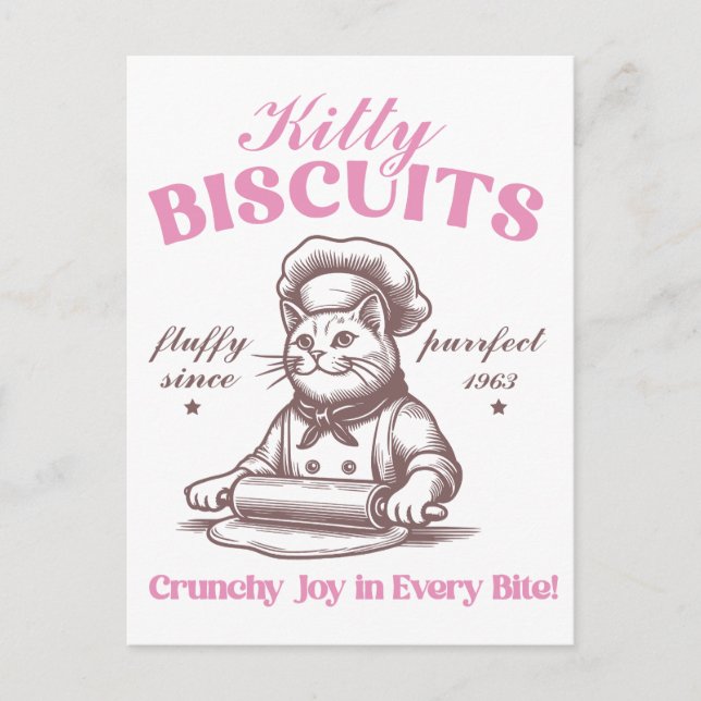 Postal Kitty Biscuits Adorable Cat Baker Haciendo Biscuit (Anverso)