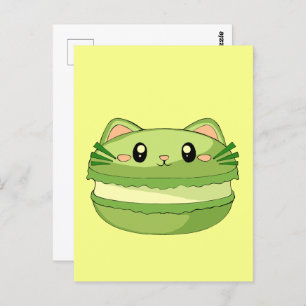 Postal Kitty Cat Matcha Macaron