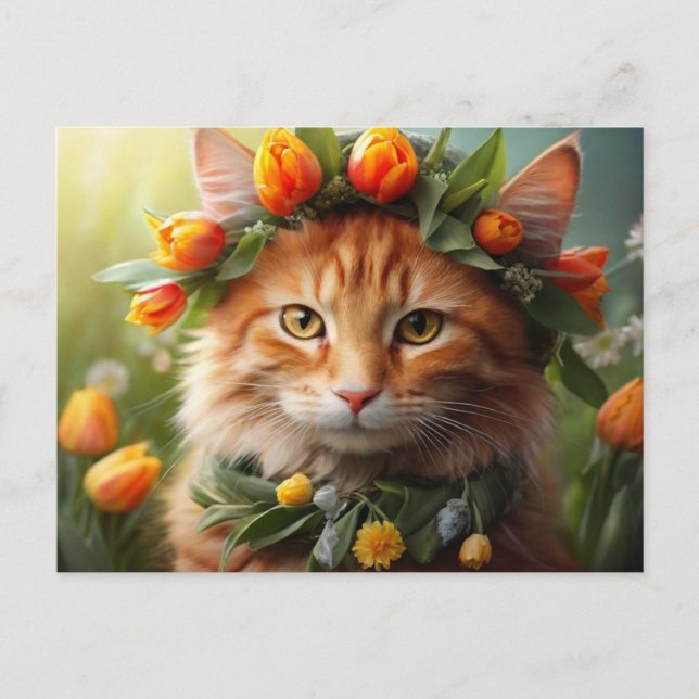 Postal Kitty en Naranjas florece (Anverso)