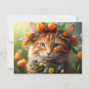 Postal Kitty en Naranjas florece