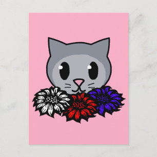 Postal Kitty & Flowers para niños