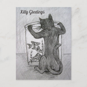 Postal Kitty Goldfish Lover Personalizado saludar postale