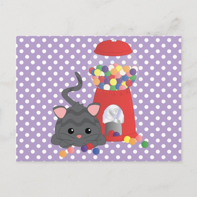 Postal Kitty Jugando con los Gumballs (Anverso)
