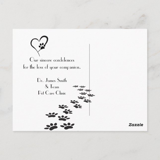 Postal Kitty Mascota pierde la simpatía de Vet (Reverso)