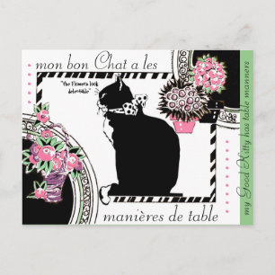 POSTAL "KITTY TIENE MANNERS DE MESA" VINTAGE GARDEN FIEST