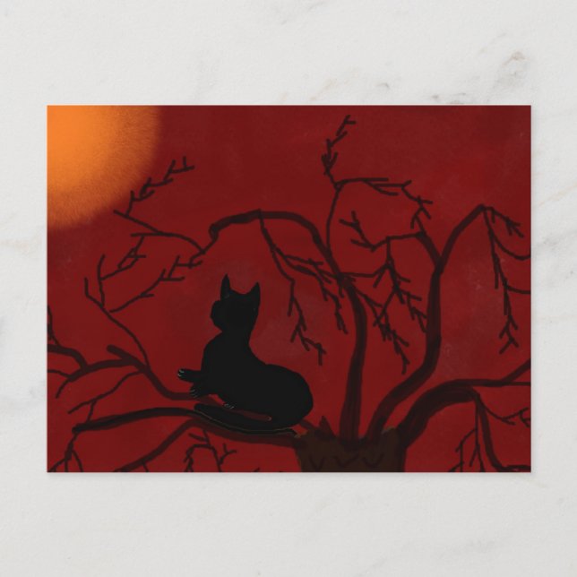 Postal Kitty y la luna (Anverso)