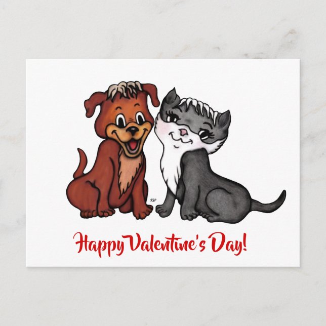 Postal Kitty y Puppy, ¡Feliz Día de San Valentín! (Anverso)