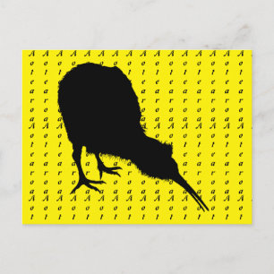 Postal Kiwi Bird & Aotearoa (escritura) Nueva Zelanda