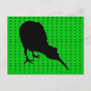 Postal Kiwi Bird & Aotearoa (escritura) Nueva Zelanda