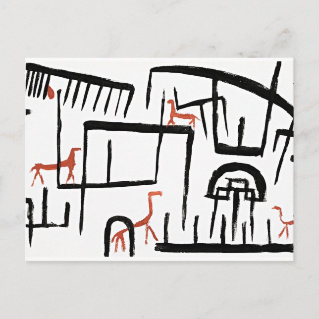 Postal Klee - Animales en un gabinete (Anverso)