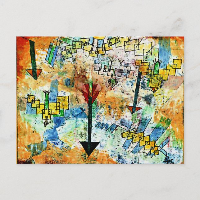 Postal Klee - Aves que se desangran y flechas (Anverso)