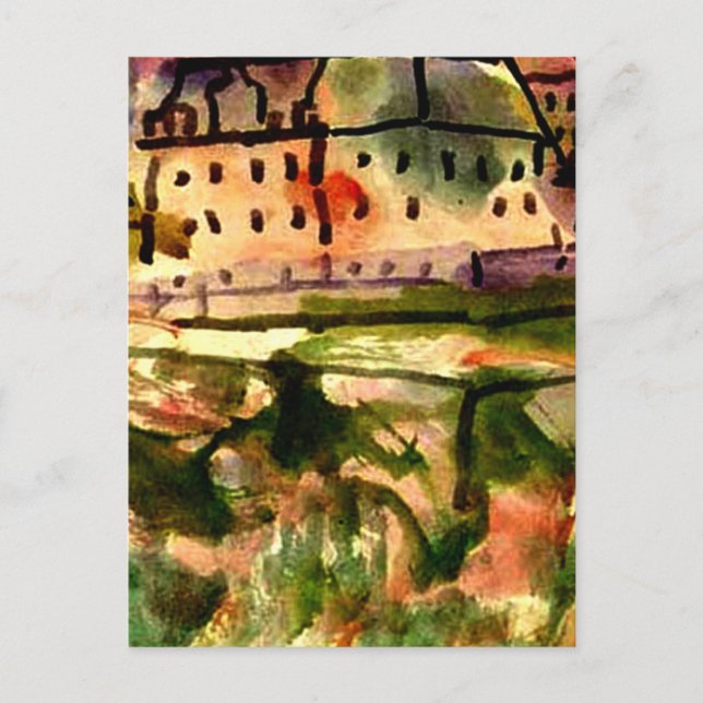 Postal Klee - Casas cerca del pozo de grava (Anverso)